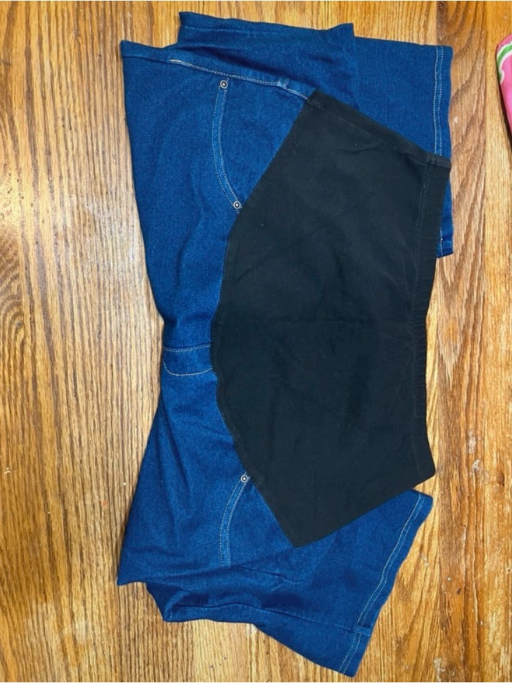Time and Tru Blue Denim Bootcut Maternity Jeans with Black Panel